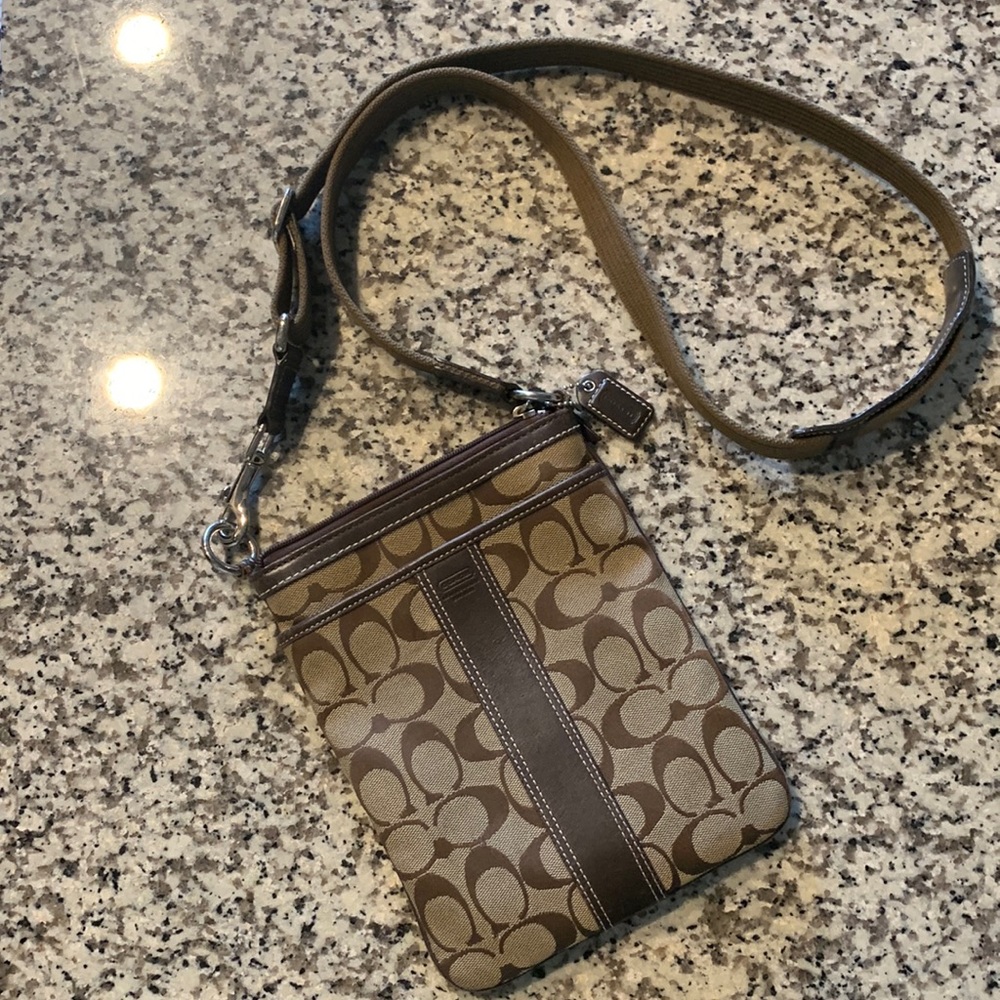 Coach Brown canvas crossover bag